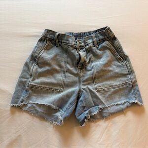 Aerie Light Blue Frayed Jean Shorts